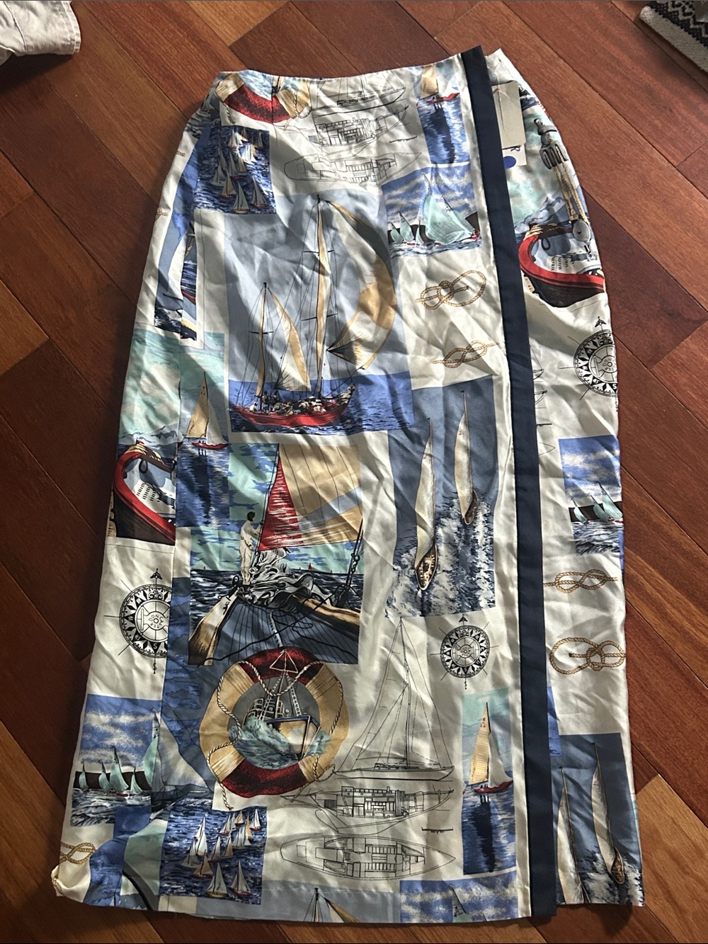 Doncaster Nautical Print Maxi Skirt in Blue, Cream, Red